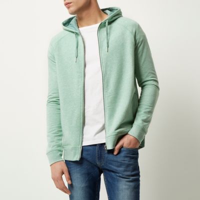 Green marl zip though hoodie